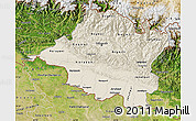 Shaded Relief Map of Central, satellite outside