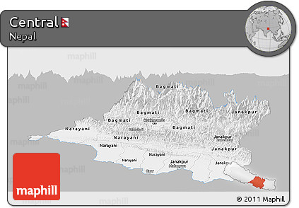 Gray Panoramic Map of Central, single color outside