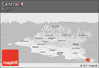 Gray Panoramic Map of Central, single color outside