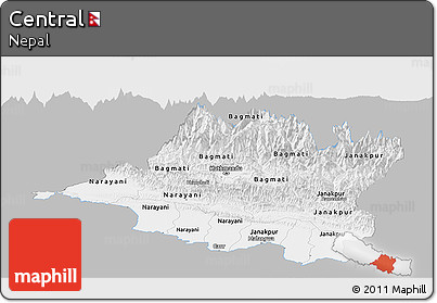 Gray Panoramic Map of Central, single color outside