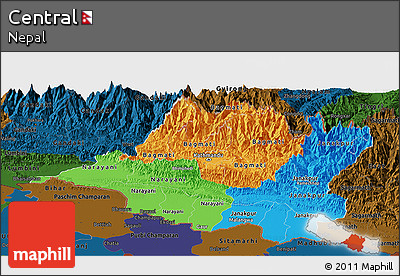 Political Panoramic Map of Central, darken