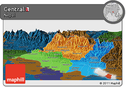 Political Panoramic Map of Central, darken