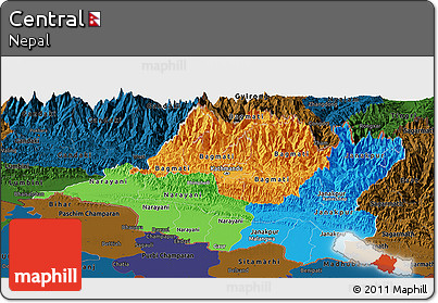 Political Panoramic Map of Central, darken