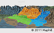 Political Panoramic Map of Central, darken, semi-desaturated