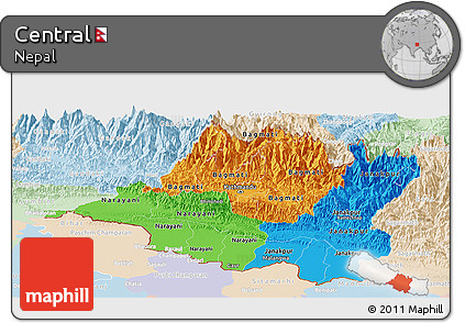 Political Panoramic Map of Central, lighten