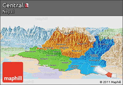 Political Panoramic Map of Central, lighten