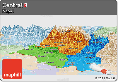 Political Panoramic Map of Central, lighten