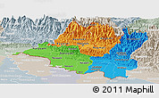 Political Panoramic Map of Central, lighten, semi-desaturated