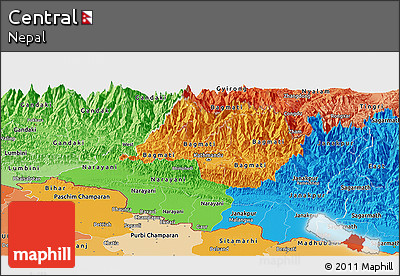 Political Panoramic Map of Central, political shades outside