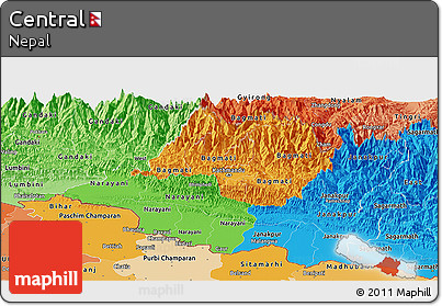 Political Panoramic Map of Central, political shades outside