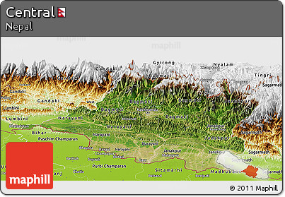 Satellite Panoramic Map of Central, physical outside