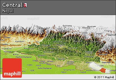Satellite Panoramic Map of Central, physical outside