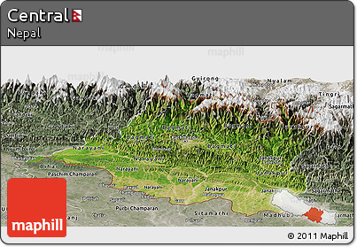 Satellite Panoramic Map of Central, semi-desaturated