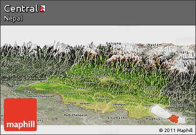 Satellite Panoramic Map of Central, semi-desaturated