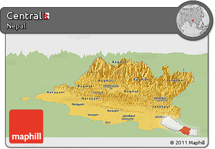 Savanna Style Panoramic Map of Central, single color outside