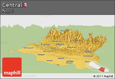 Savanna Style Panoramic Map of Central, single color outside