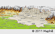 Shaded Relief Panoramic Map of Central, physical outside