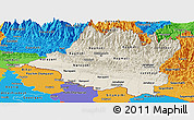 Shaded Relief Panoramic Map of Central, political outside