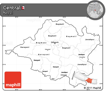 Blank Simple Map of Central, cropped outside