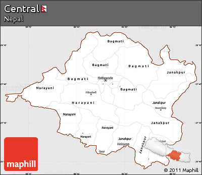 Classic Style Simple Map of Central, cropped outside