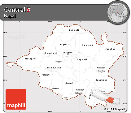 Classic Style Simple Map of Central, cropped outside