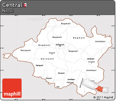 Classic Style Simple Map of Central, cropped outside