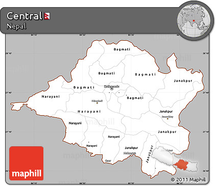 Gray Simple Map of Central, cropped outside