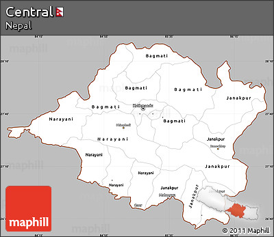 Gray Simple Map of Central, cropped outside