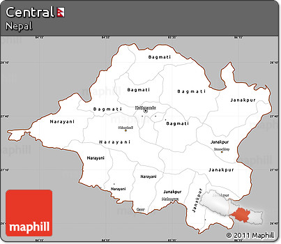Gray Simple Map of Central, cropped outside