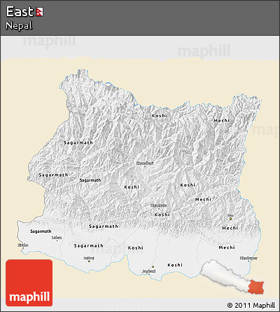 Classic Style 3D Map of East, single color outside