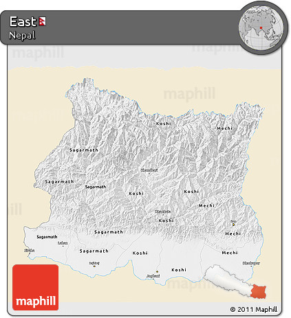 Classic Style 3D Map of East, single color outside