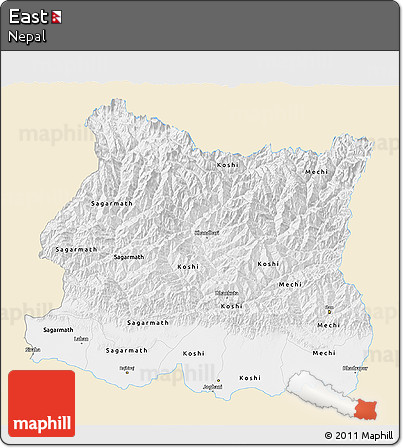 Classic Style 3D Map of East, single color outside