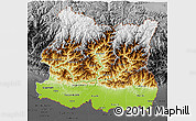 Physical 3D Map of East, darken, desaturated
