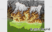 Physical 3D Map of East, darken