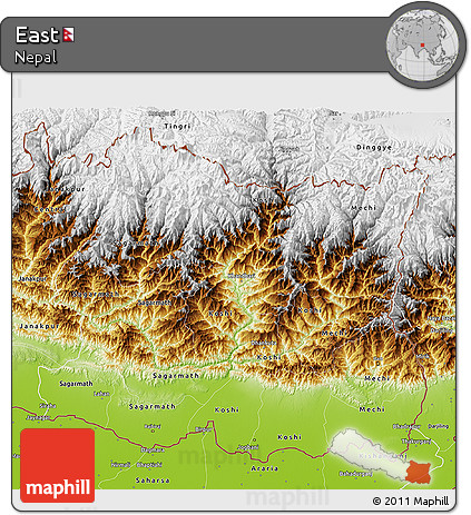 Physical 3D Map of East