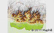 Physical 3D Map of East, lighten