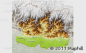 Physical 3D Map of East, lighten, semi-desaturated