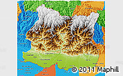 Physical 3D Map of East, political outside