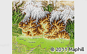 Physical 3D Map of East, satellite outside