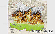 Physical 3D Map of East, shaded relief outside