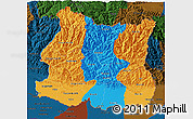 Political 3D Map of East, darken