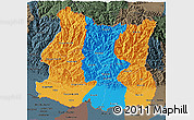 Political 3D Map of East, darken, semi-desaturated