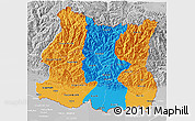 Political 3D Map of East, lighten, desaturated