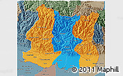 Political 3D Map of East, semi-desaturated