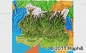 Satellite 3D Map of East, political outside