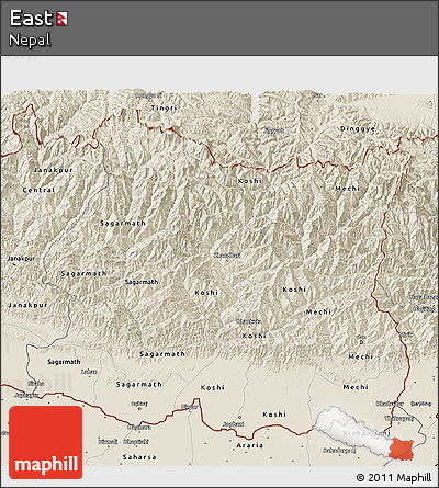 Shaded Relief 3D Map of East