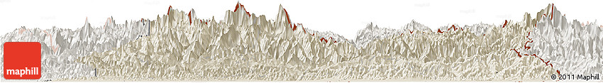 Shaded Relief Horizon Map of East, lighten