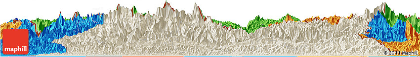 Shaded Relief Horizon Map of East, political outside