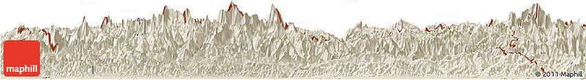 Shaded Relief Horizon Map of East