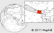 Blank Location Map of East, highlighted country